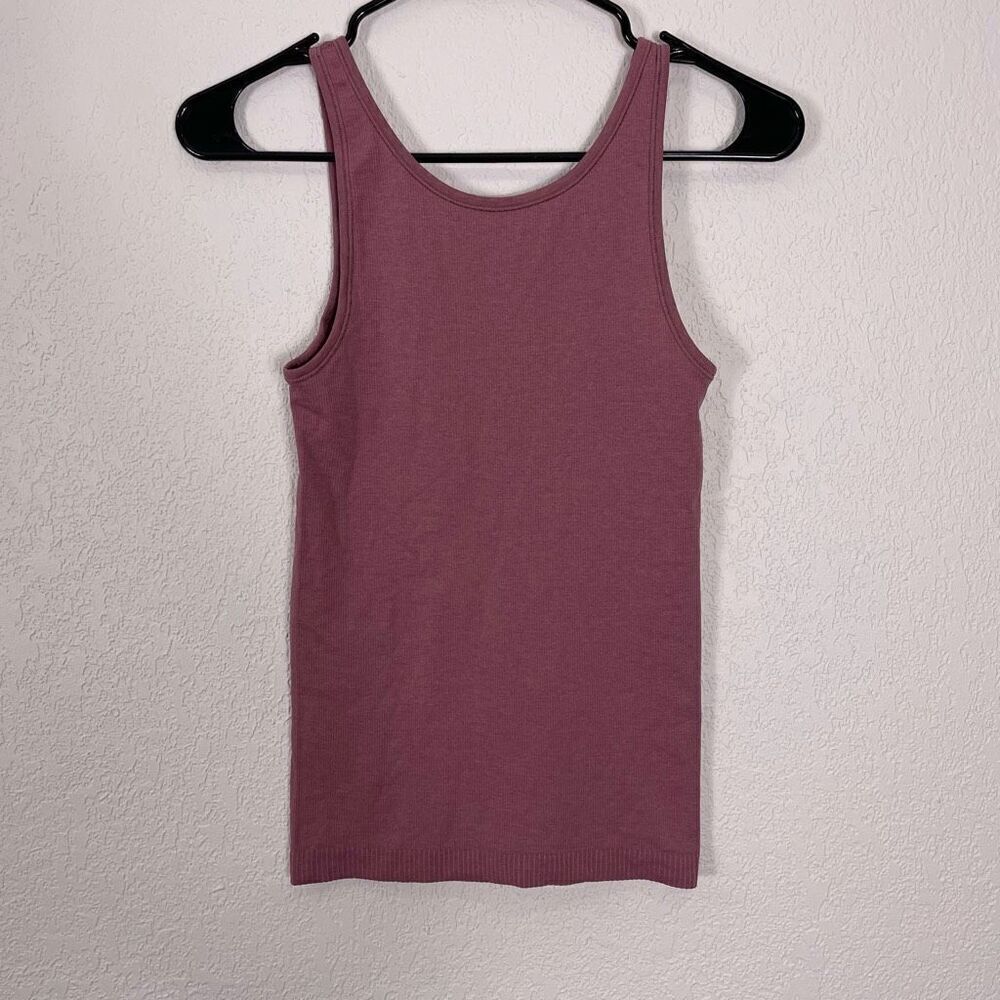 Lululemon Cranberry Colored‎ Ribbed High Neckline Tank Top 2